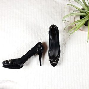 Stuart Weitzman Platform Studded Suede Pumps